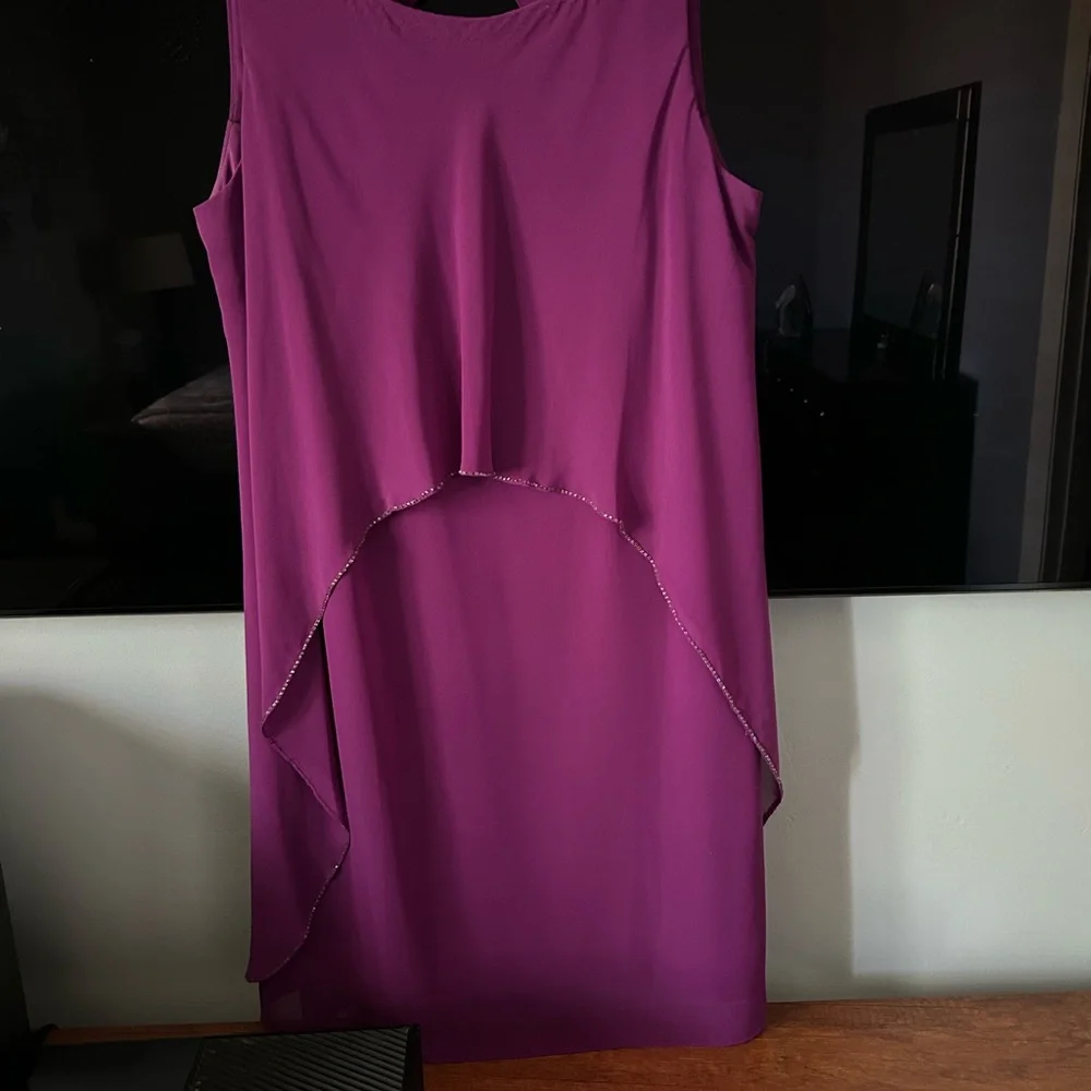 SLNY Pink Asymmetrical Tiered Cocktail Dress, sz 10 - Picture 2 of 10